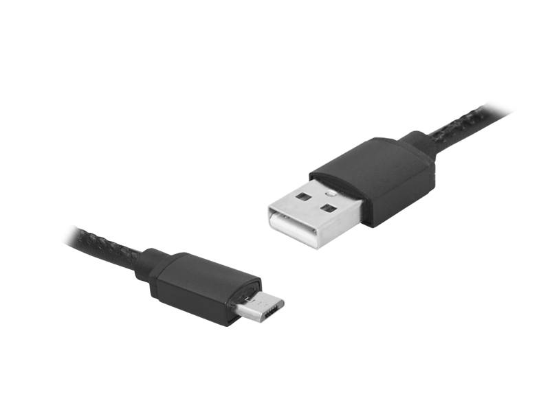 Kabel microUSB - USB czarny skóra 1m CB-5005K
