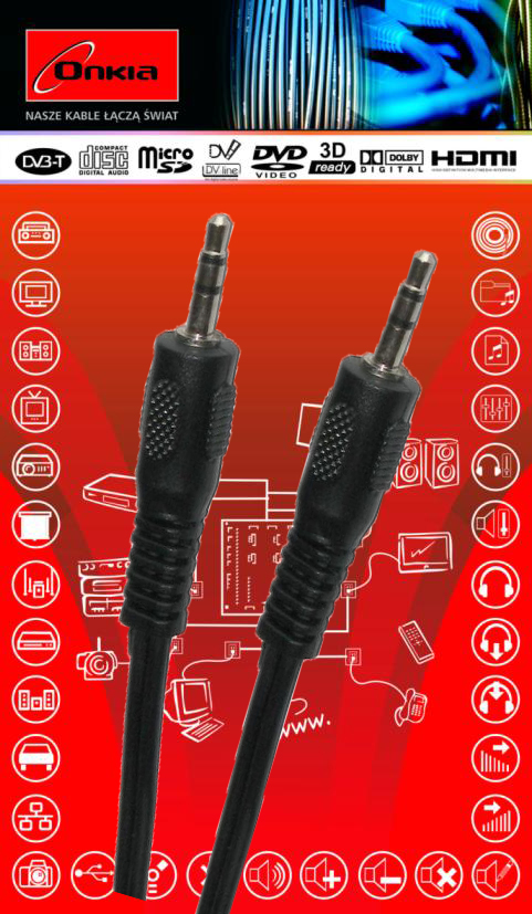Kabel Onkia Jack 3.5mm wtyk-wtyk 3m ON-5074