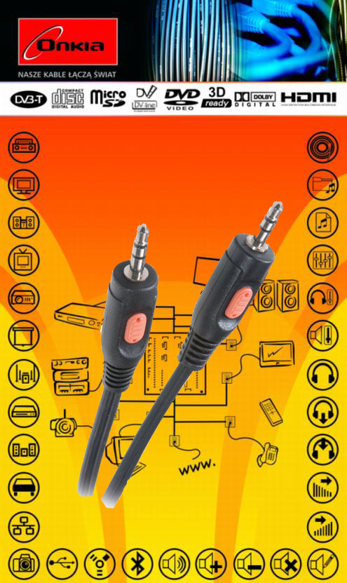 Kabel Onkia Jack 3.5mm wtyk-wtyk 0.5m ON-5109