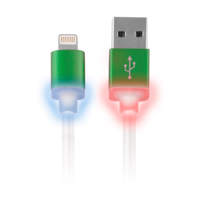 Kabel USB iPhone 5/6 zielony świecący CB-5837