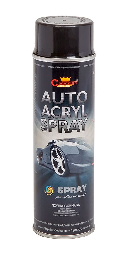 Spray akrylowy czarny połysk 500ml Champ CB-710209